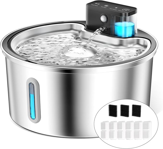 Wireless Cat Water Fountain Stainless Steel by PawPoll
