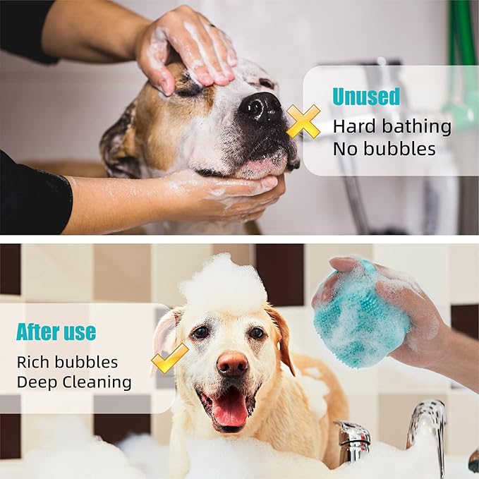 6Pcs Silicone Pet Grooming Set: Bath Massage Dispenser Brush, Finger Toothbrush - Image 3