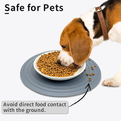 Fhiny 3PCS Silicone Pet Food Mat, 9.5" Round Waterproof Non-Slip Dog Cat Bowl - Image 4
