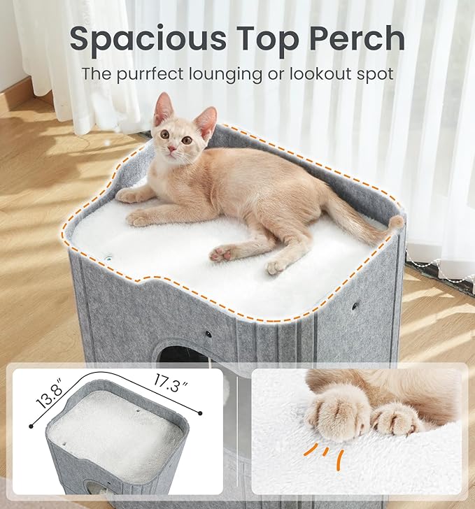 Made4Pets Cat House for Indoor Use, 2-Storey Cube Bed Cave, Covered Hideaway - Image 4