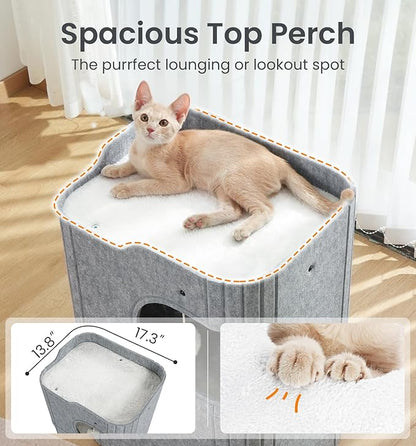 Made4Pets Cat House for Indoor Use, 2-Storey Cube Bed Cave, Covered Hideaway - Image 4