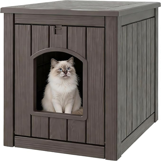 Litter Box Enclosure, Waterproof & Weatherproof Plastic Cat House by WTFGO