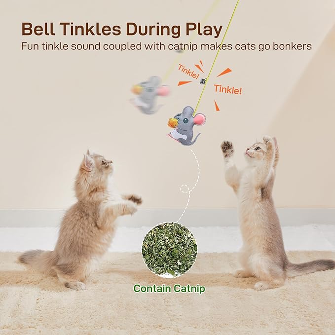 Potaroma Interactive Cat Feather Toys 5 Pcs, Cat Teaser Retractable Hanging - Image 4