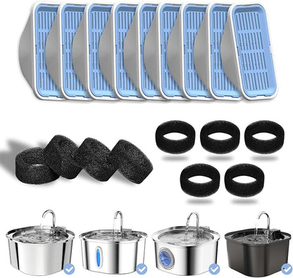 PEKTACO Cat Water Fountain Filters Replacement & Pre-Filter Sponges by PEKTACO