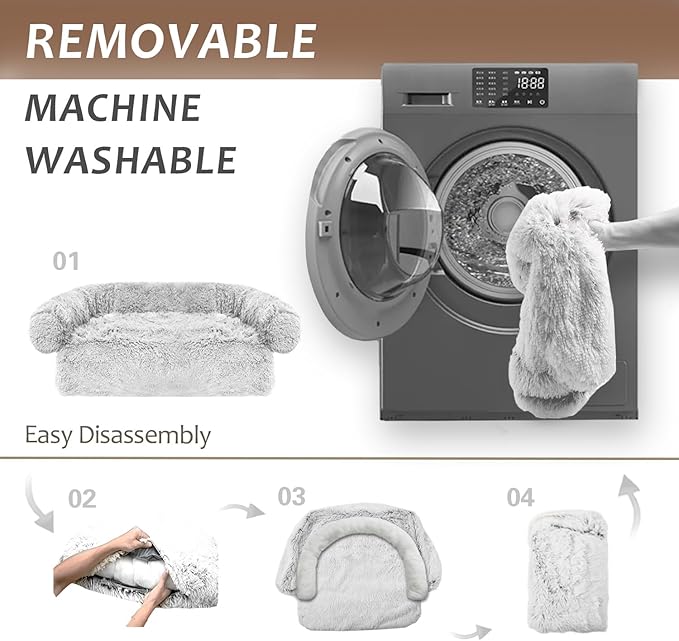 Calming Dogs/Cats Bed Mats, Dog Pad Washable Removable Couch Cover, Plush Long - Image 5