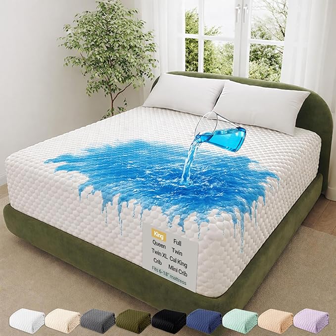 OhGeni 100% Waterproof Mattress Protector, King Size Mattress Soft Pad by OhGeni
