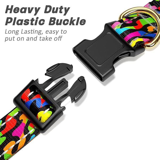 Reflective Dog Collar for Medium Dogs, Cute Boho Adjustable Heavy-Duty Nylon - Image 4