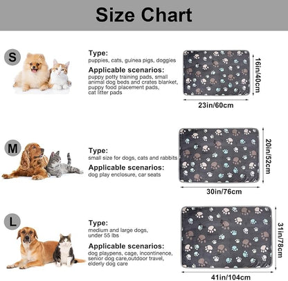 Dono 1 Pack 3 Dog Blankets for Small Dogs, Soft Fluffy Paw Print Pattern Fleece - Image 3