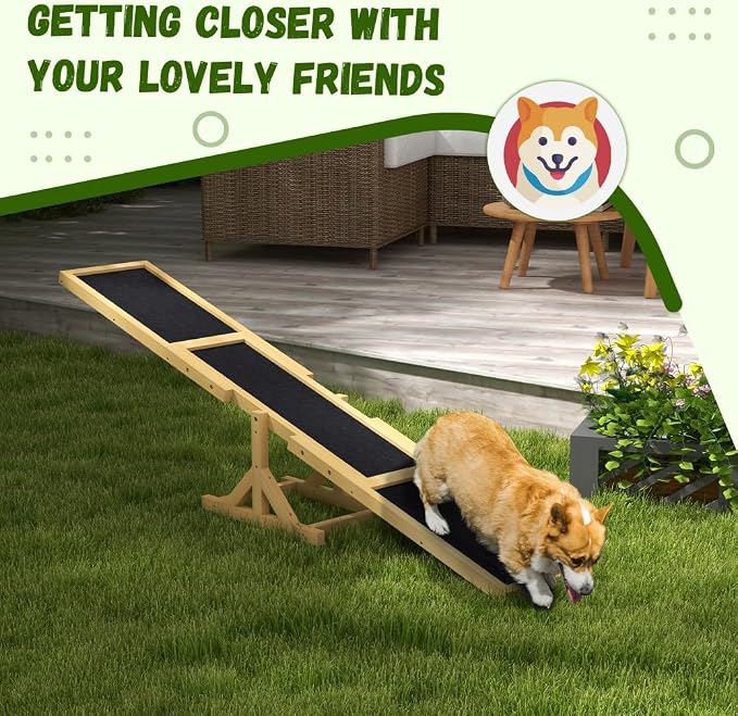 71" Dog Agility Seesaw Outdoor for Training and Exercise, Wooden Platform Dog - Image 6