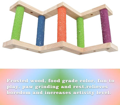 Bird Ladder Bridge, Wooden Parrot Hamster Climbing Ladder Toys, Bird Perch Stand - Image 5