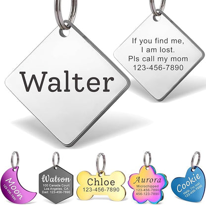 Anavia Personalized Pet ID Tags, Stainless Steel Glossy Laser Engraved Dog Cat by Anavia