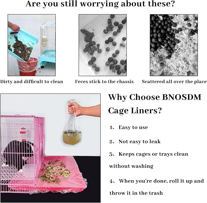 BNOSDM 50 PCS Disposable Rabbit Cage Liner Plastic Guinea Pig Cage Bedding - Image 6