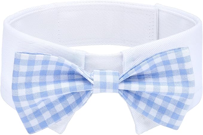 Segarty Dog Bow Tie for Neck Girth 10.2-12.6in, Adjustable Light Blue Plaid by Segarty