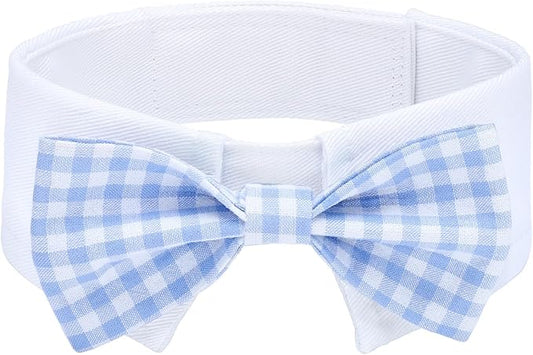 Segarty Dog Bow Tie for Neck Girth 10.2-12.6in, Adjustable Light Blue Plaid by Segarty