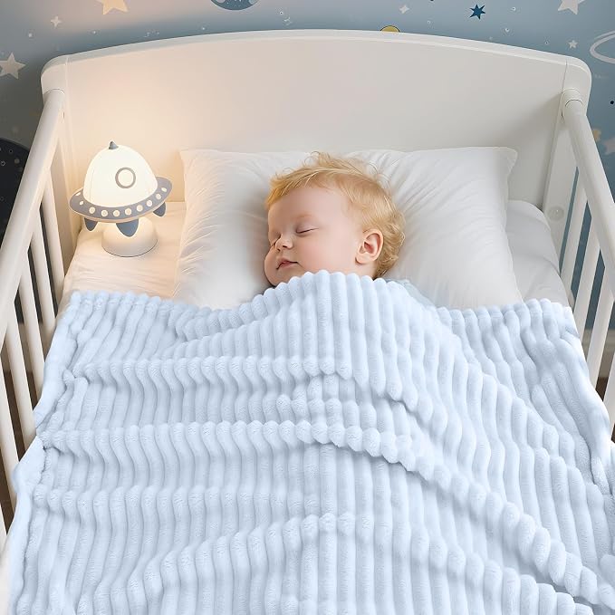 Soft Fleece Baby Blanket Ultra Cozy Blue Baby Blankets - Image 3