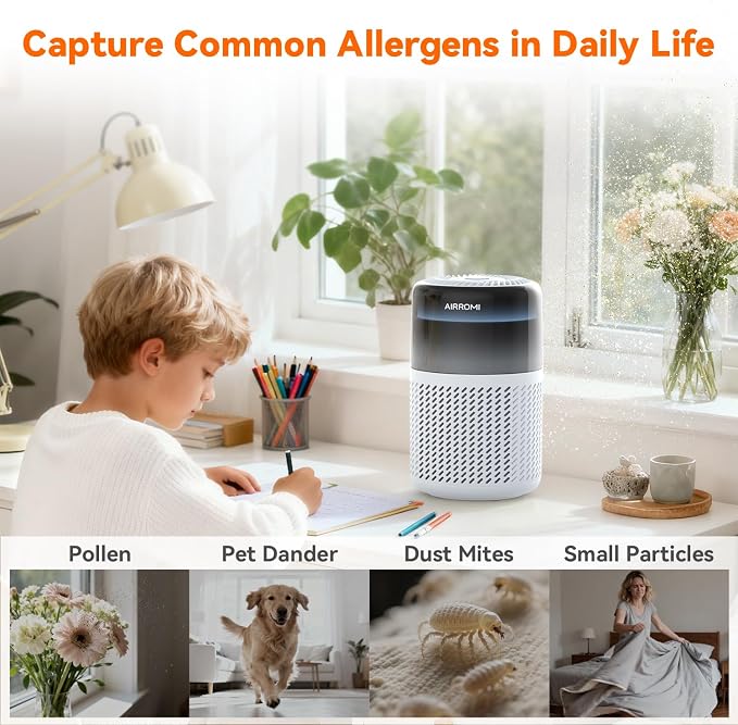 AIRROMI HEPA Air Purifier for Bedroom&Home, Pet Air Purifier for Home Pets - Image 4