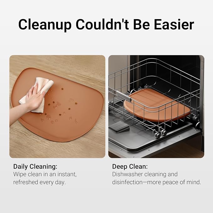 DownyPaws Cat Food Mats for Floors Waterproof, BPA Free Silicone Pet Feeding Mat - Image 9