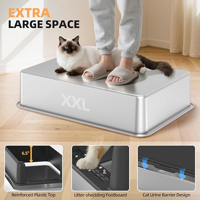 Enclosed Stainless Steel Cat Litter Box - Image 3