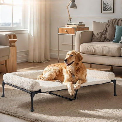 Veehoo Orthopedic Elevated Dog Bed Add Removable Deluxe Rose Plush Bolster - Image 6