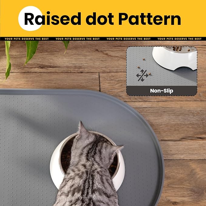 Dog Food Mat, 1/2 Inch Raised Edges Cat Feeding Mat - Image 8