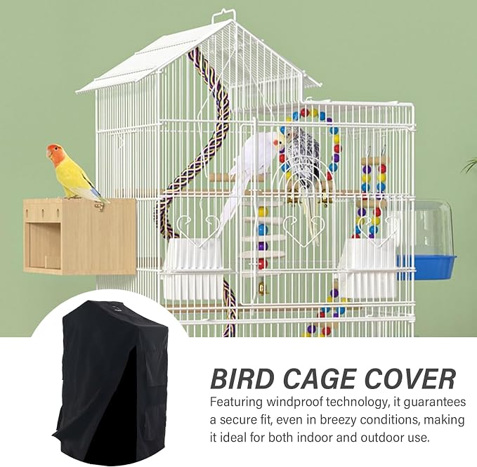 Bird Cage Cover Foldable Waterproof Black Bird Cage Cover Windproof Washable - Image 2