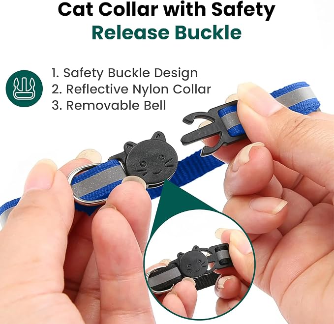 Cat Collar with AirTag Holders, Reflective Breakaway Safety Collars, Bells and - Image 7