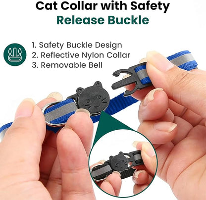 Cat Collar with AirTag Holders, Reflective Breakaway Safety Collars, Bells and - Image 7