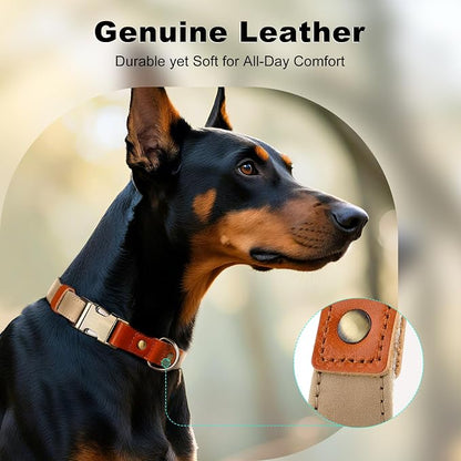 Plutus Pet Genuine Leather & Hemp Dog Collar – Adjustable Heavy Duty Pet Collar - Image 3