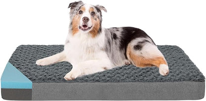 Orthopedic Memory Foam Bed for Large Dogs, Waterproof Cooling Pet Mats for Crate by ABETTERLIFEWITHPET