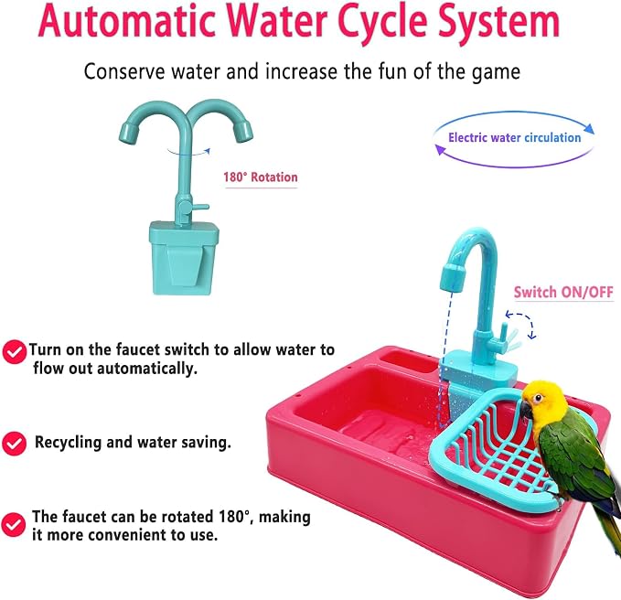 kathson Parrot Bathtub, Automatic Bird Shower Box, Bird Bathing Tub Pool Toy - Image 3
