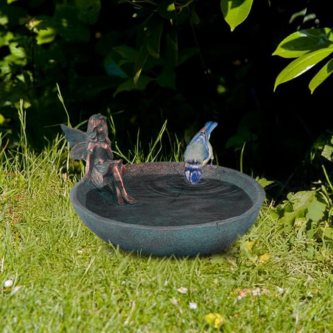 JUNIQUTE Vintage Angels Statue Bird Feeder, Fairy Garden Bird Bath - Image 4