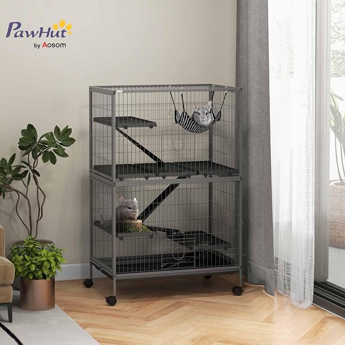 PawHut 50" 5-Tier Small Animal Cage, Ferret Cage, Large Chinchilla Cage - Image 2
