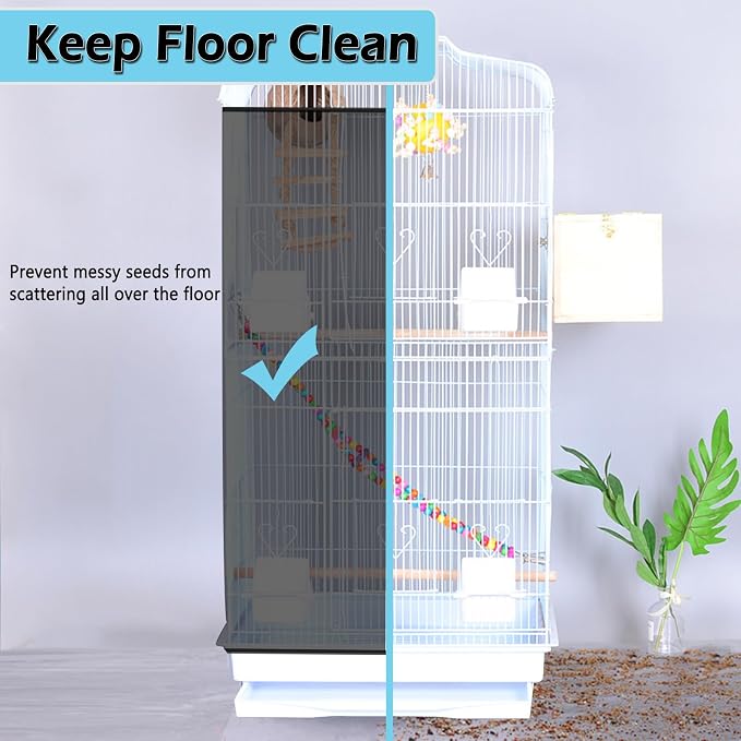 ASOCEA Large Bird Cage Seed Cather, Bird Cage Cover Adjustable Soft Airy Skirt - Image 3