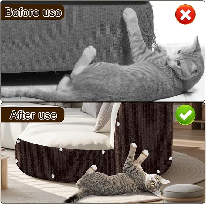 Cat Scratch Mat, 118.5"x15.9" Trimmable Self-Adhesive Cats Scratch Carpet - Image 4