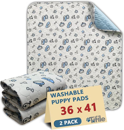 Washable Pee Pads for Dogs, 2 Pack Reusable Puppy Pads, Absorbent Whelping by TIFILE