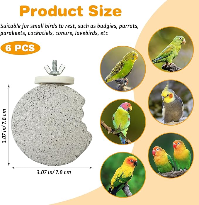 PINVNBY 6 PCS Bird Perch Parrot Beak Grinding Stone Calcium Mineral Parrot - Image 2