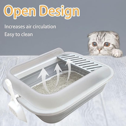 Collapsible Kitten Litter Box, Open High Sided Cat Potty Pan - Image 6