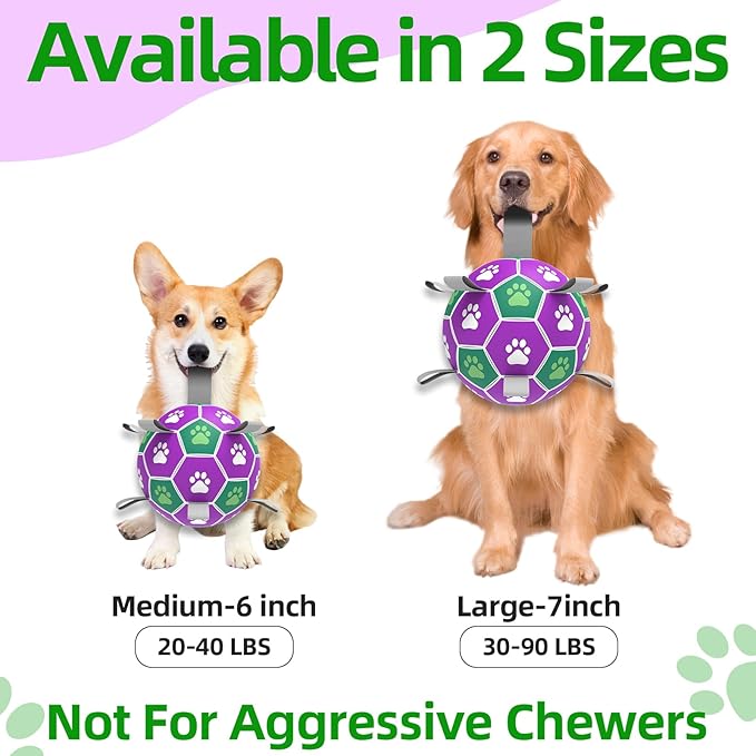 Dog Toys Soccer Ball with Nylon Strap, Puppy Birthday Gifts, Dog Outdoor Toys - Image 2