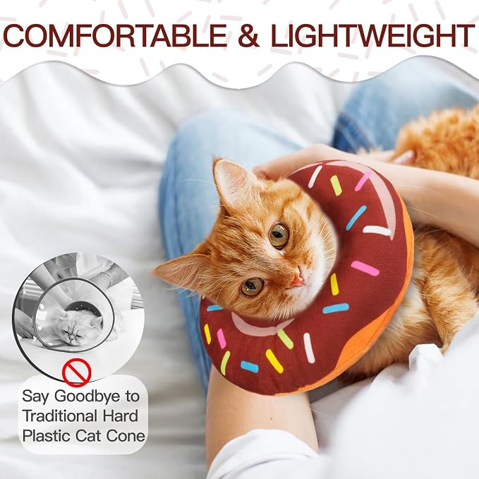 Cat Cone Collar Soft, Cute Cat Donut Collar After Surgery, Adjustable Kitten - Image 4