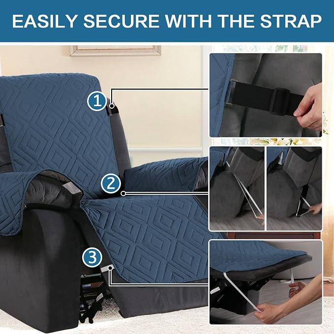 H.VERSAILTEX Reversible Quilted Recliner Covers Water Resistant Furniture - Image 3