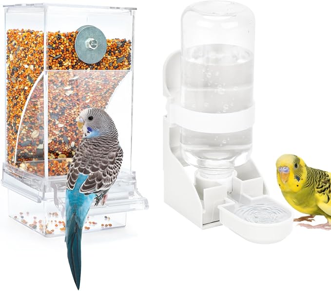 Rypet No Mess Bird Water Feeder Dispenser Set Automatic Bird Feeder Transparent by RYPET