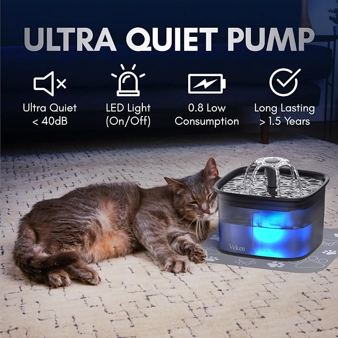 Veken Innovation Award Winner 95oz/2.8L Pet Fountain, Automatic Cat Water - Image 6