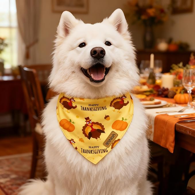 Thanksgiving Dog Bandanas with Snap Button, 2 Pack Adjustable Fall Bandanas - Image 5