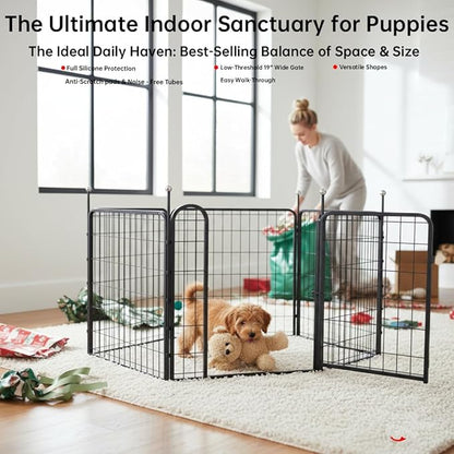 Puppy Playpen Indoor/Outdoor, 6 Panels Dog Pen Play Pen - Image 2