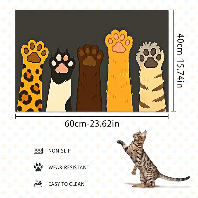 Cute Animal Paw Print Cat Food Mat Easy Clean Fast Dry Pet Feeding Mat - Image 4