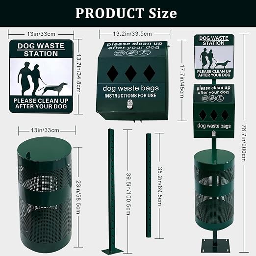 Dog Waste Station, 12 Gallons Pet Waste Bin, Outdoor Dog Waste Disposal System - Image 3