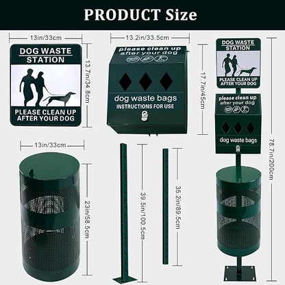 Dog Waste Station, 12 Gallons Pet Waste Bin, Outdoor Dog Waste Disposal System - Image 3