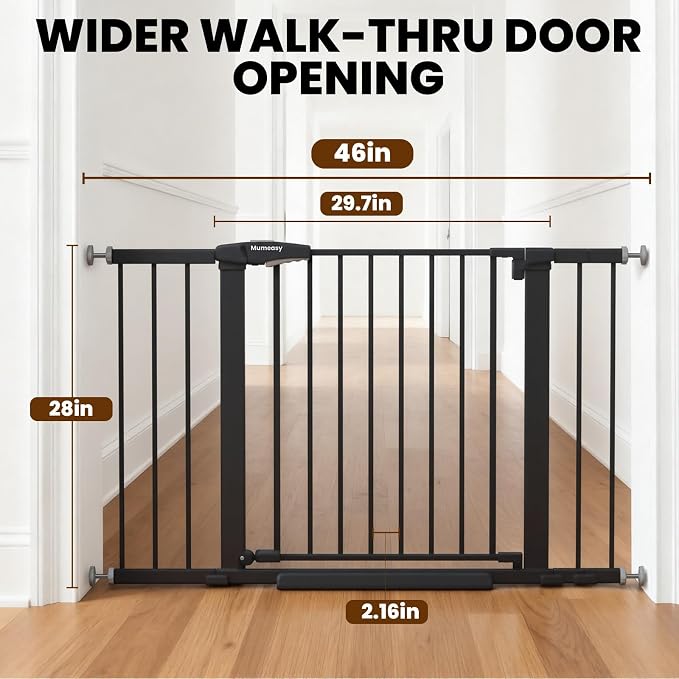 29.7-46" Extra Wide Baby Gate for Stairs, Pressure Mounted Dog Gate Indoor for - Image 3
