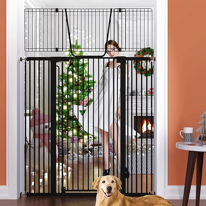 Jiprlak51 Extra Tall Cat Gate for Doorway – 28.5"-48.7" Extra Wide Pet Gate by PamperYourPet