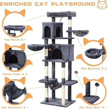 70-Inch Cat Tree, Large Cat Tree Tower - Image 3